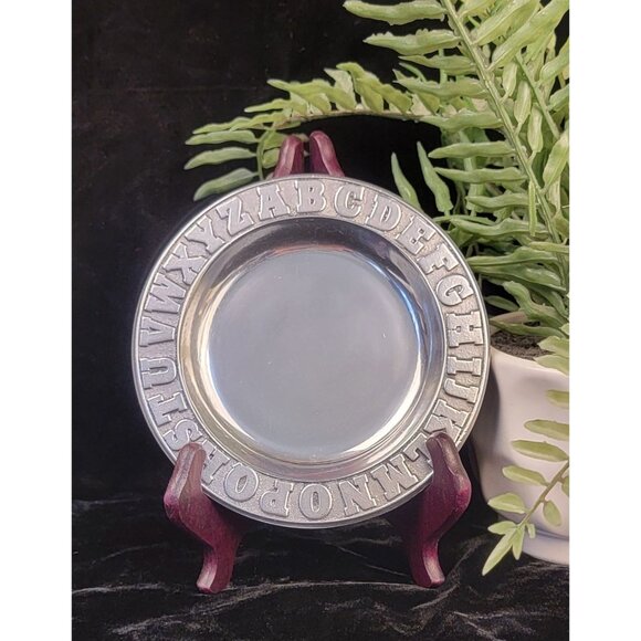 Vintage Pewterex Pewter Alphabet Plate - Picture 1 of 9